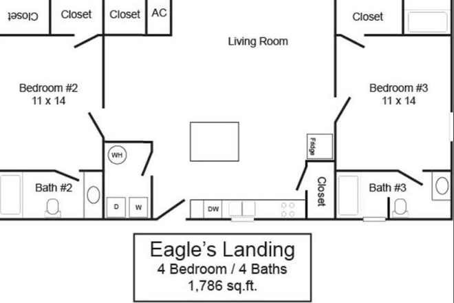 Layout - 1 Bedroom Sublease Available - Eagles Landing (FEMALE ONLY) House