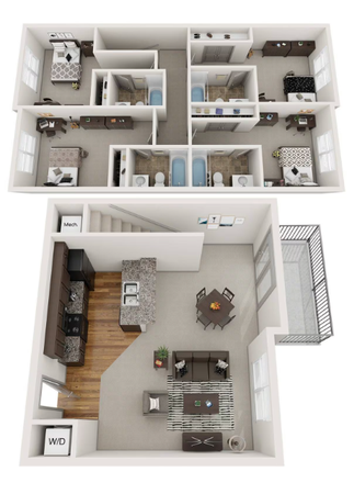 JAMES-4 four-bedroom, four-bathroom floor plan - The James - 4 Bed/4 Bath Relet Near VCU