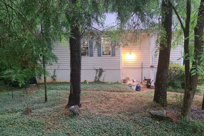 Outside Street View with Porch Light On - Carrboro Grad Housing House