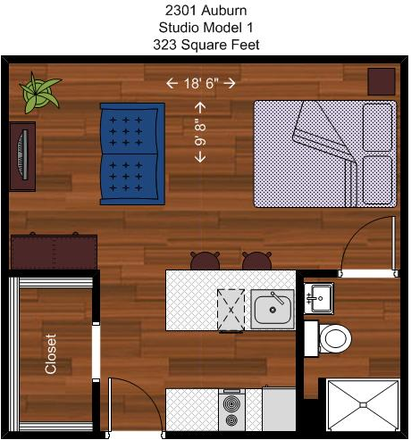 Floorplan - Studio Apartment near Campus