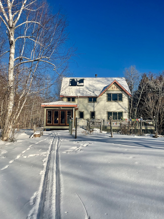 side of house from private trail - Sharon, VT spacious private suite with shared kitchen/laundry, 5 miles from VLGS campus House