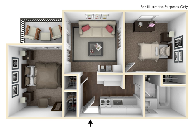Two Bedroom (Small) - Beal Street Apartments