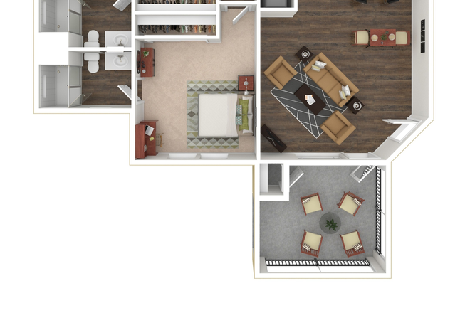 Floor plan 2x2 - Hideaway Gainesville Apartments