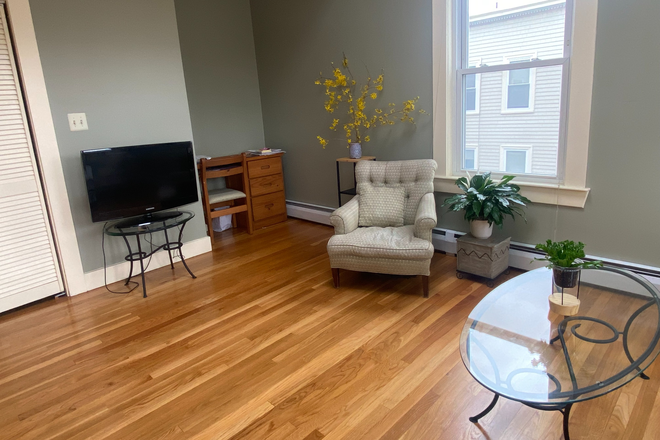 Living area with smart tv and desk - Fully-furnished Inman Square Condo for Summer Rental