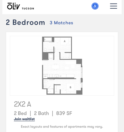 2 x 2A Floor plan - Oliv Apartments