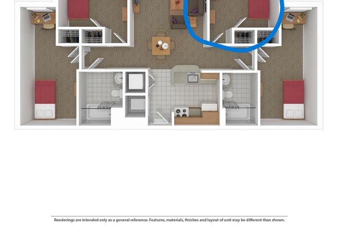 The circled room - Single Bed available in Commons Apartment, 4th Floor, 4 Bed 2 Baths