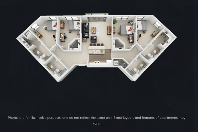 Floor plan 4x4 Q2 - One Room Available at The Province 4x4! Apartments