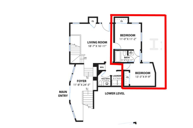 Rental unit floorplan - Unfurnished room + office and private bathroom in Claremont hills