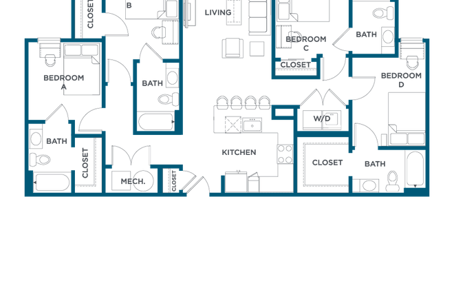 **Bedroom C** - The Hudson (Top Floor, Close to Campus)