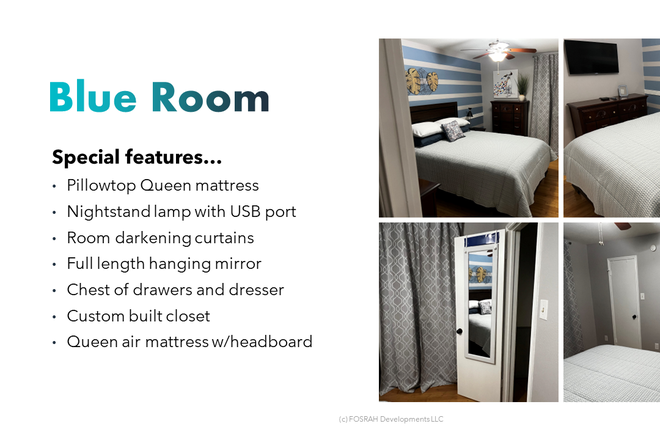 Blue Room - Queen bed - Indigo Lane Condo