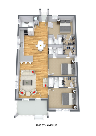 3D FLOORPLAN - 1900 5th Ave e House