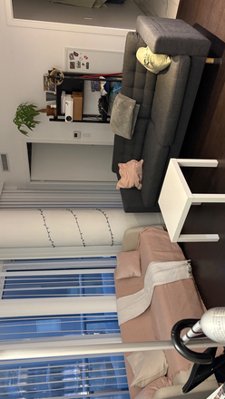 Living room - Furnished bedroom in a two-bedroom, one-bathroom apartment featuring a spacious