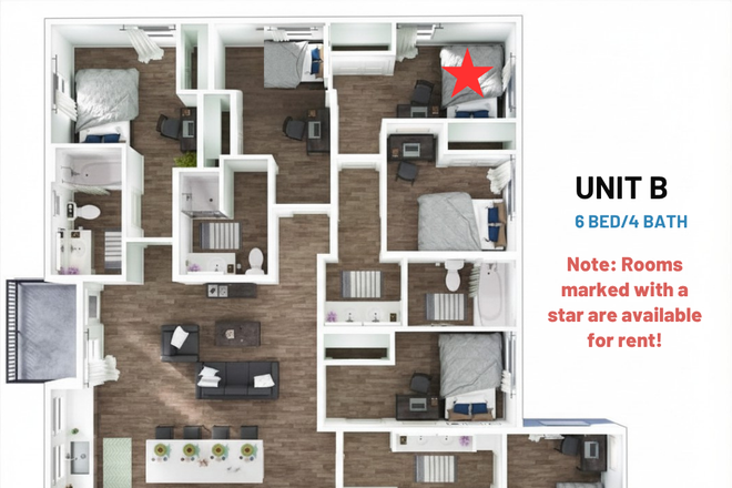 Apartment Layout (Rooms Marked with Star are available for Summer Sublet) - Fully Furnished Private Room + Shared Bathroom w/ Balcony 3 minutes from Rice!! (May –July Sublet) Apartments