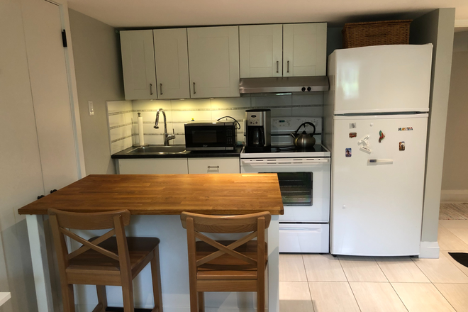 Well-equipped kitchen with island - Immaculate furnished studio apartment in beautiful neighbourhood