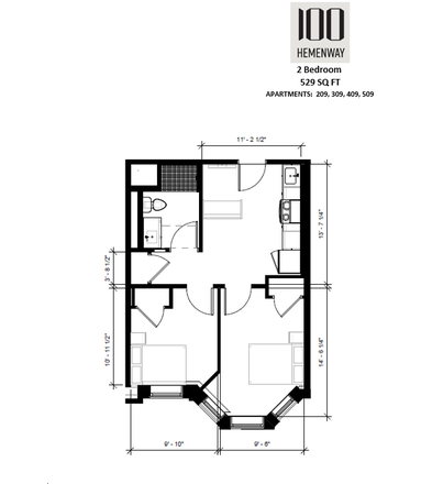 . - New 2bed on Hemenway, *no broker fee*