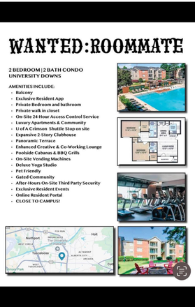 Has all amenity information overhead view of the condo. A map for where it's located. And the workout facility - University Downs