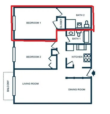 Bedroom - Launch Apartment, close to campus, 1 bed attached bathroom in 2B2B