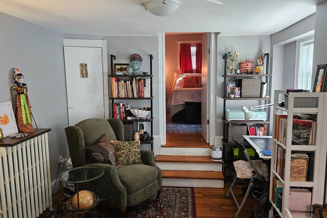 Living room - RARE FIND Beacon St. 1BR w Parking Space - Cat OK!
