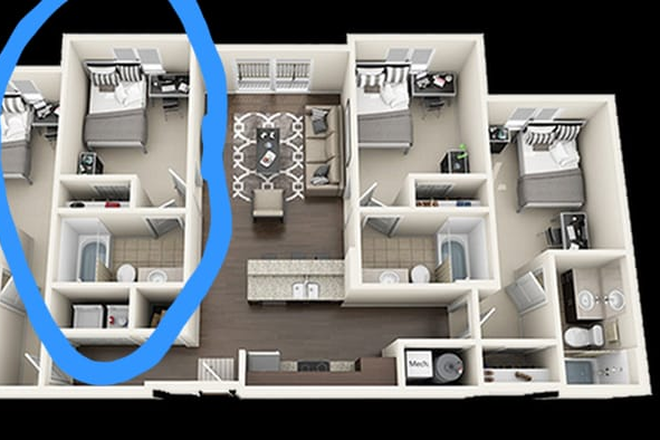 Above view. room is marked - University Park Apartments