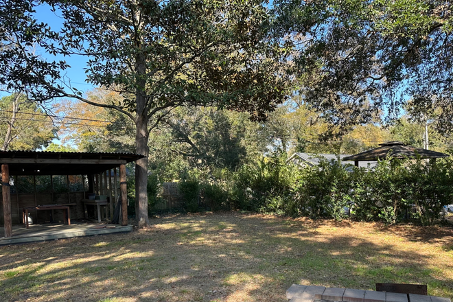 Large backyard with gardeners shed or lounge area and fire pit. Beautiful Lowcountry trees. - Spacious and sunny  3 bedroom, 2 bath home in beautiful well-established JI neighborhood