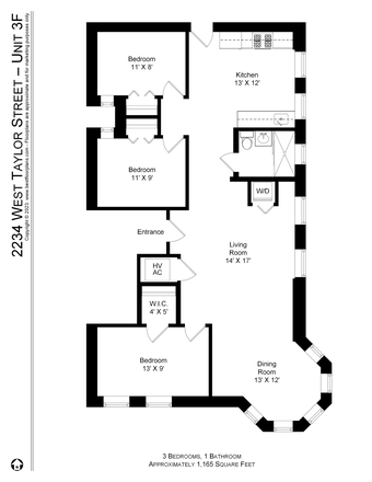 expansive floor plan - Top-floor 3BR in classic Taylor Street greystone — in-unit W/D, central A/C Apartments