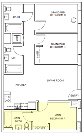 highlighted bedroom is available - K14 Fern Layout