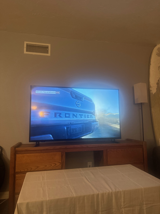 View From Couch of New Large TV installed. - University Woods