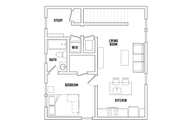 Unit Floorplan - Relet:1BR apt for PU faculty/staff affiliate only-Bayard Lane-Princeton