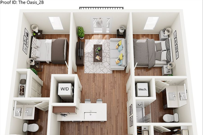 Floor Plan - 2B2B Oasis Apartments (Looking for roommate)