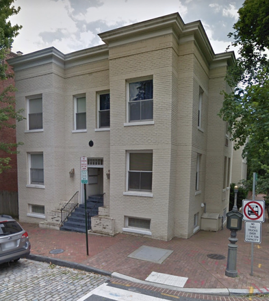 Building Entrance on O St. - Pleasant Two Bedroom Apt One Block from GTown Campus available July 1st 2025 from $3850 per month