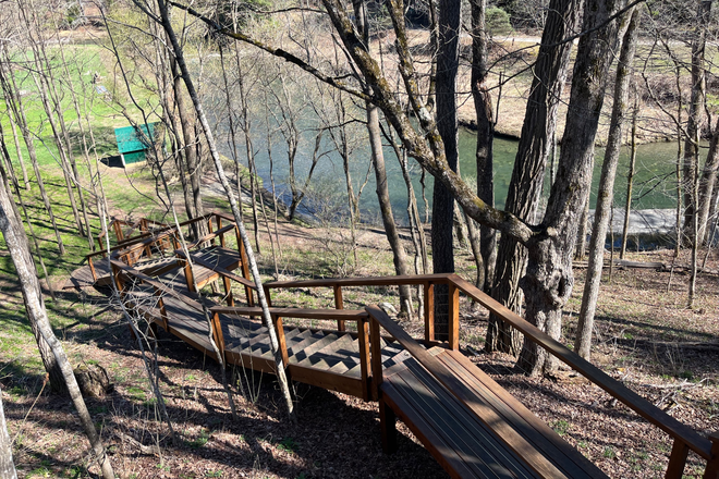 Down to the river from the porch - School House
