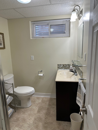 bathroom shower no tub - 1 bedroom apartment fully furnished with kitchen dishes, etc. laundry & utilities INCLUDED