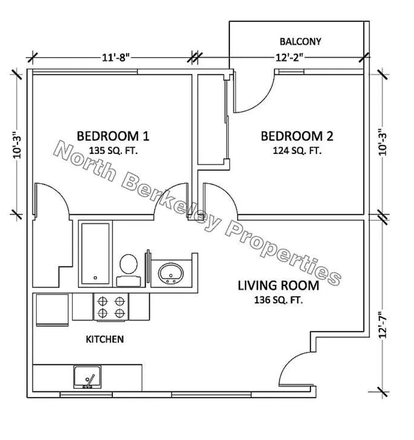 you'd get bedroom 1 (there's an additional room for closet) - North Berkeley Property (2 bed, 1 bath)