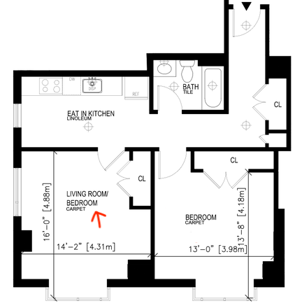 Flooplan - Room Available in 2BR Apartment – Harvard Affiliates Only (Starting December 1)