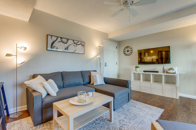 Living room - One block from Vanderbilt. Fully furnished, 1-BR, 1-BA, condo