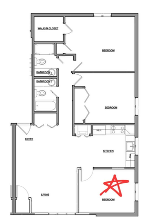 Floorplan + star is the room available - The Quarters Apartments