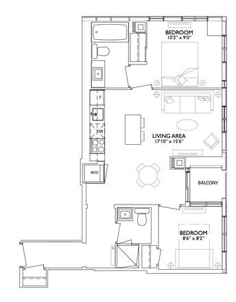 Apartment lay out - 2 Bedrooms/ 2 Baths condo with Laundry in Yorkville
