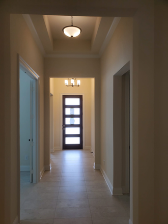 entry view with 11 feet trey ceiling - Brand new single family home 4 brm 3 bath plus study with no rear neighbors