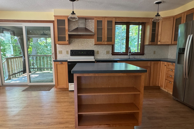 kitchen to covered heated deck - Newly upgraded 2+ bedroom apartment - close to UMass