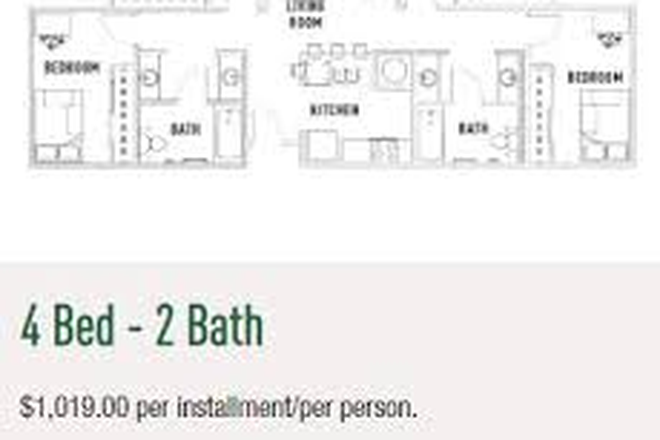 4 Bedroom 2 ba Apartment, with a shared bathroom - ACC PLAZA VERDE ON CAMPUS HOUSING