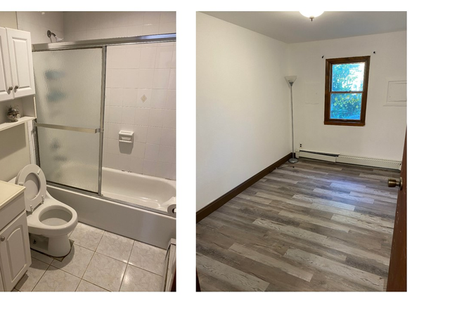 bedroom and bathroom - 1 BR 1 BA apt