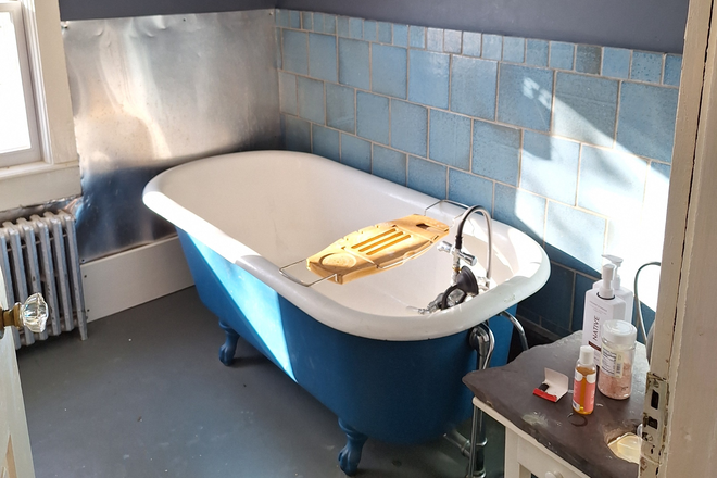 bathroom before shower was added - halfpipe farm
