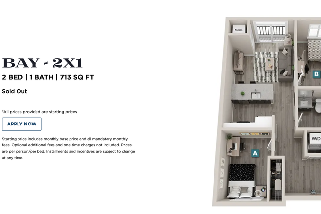 Layout - Lease Takeover for The Standard Student Living Apartments
