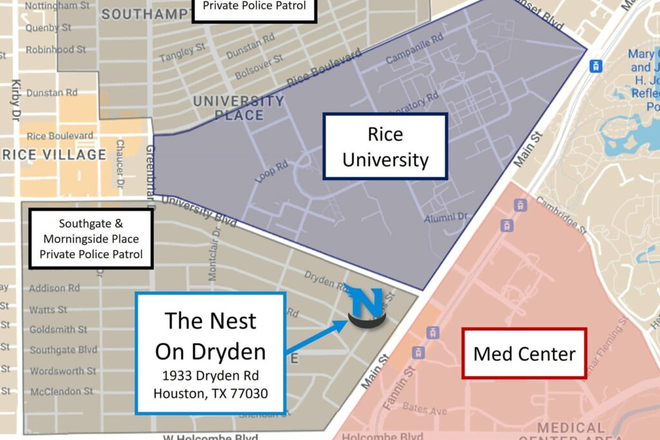 Location - Nest on Dryden (Close to Med Center) Apartments
