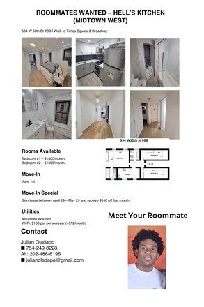 Apartment flyer - Live steps away from Times Square-Affordable Student-Friendly Rooms Available Apartments