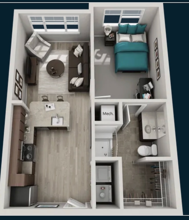 Bedroom Floor Plan - 303 Flats One Bedroom