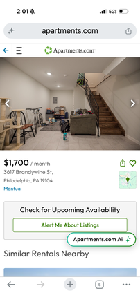 living room - rowhome close to campus w/ private bedroom and bathroom!