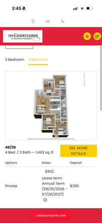 Floor plan - The Courtyards 4 bed 2 bath unit