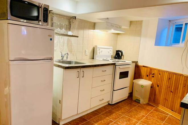 Kitchen - fridge; microwave, stove - Bright one bedrm bsmt apt&nbsp;(Toronto - St Clair West) - Jan 1st, 2026