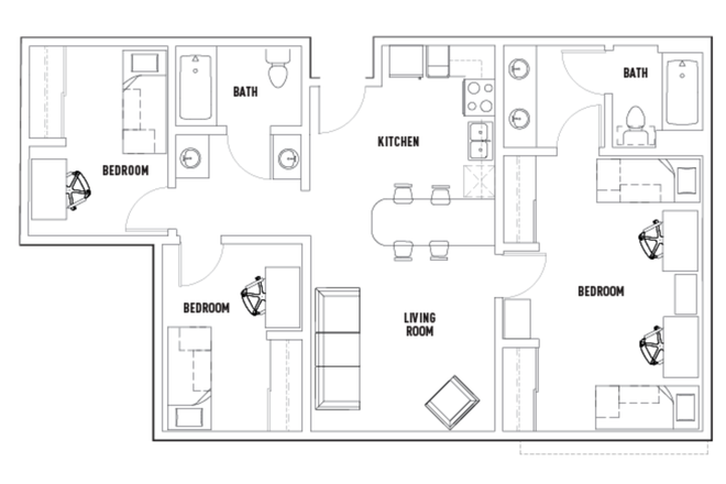 Full Layout - Vista Del Campo Shared Bed and Bath